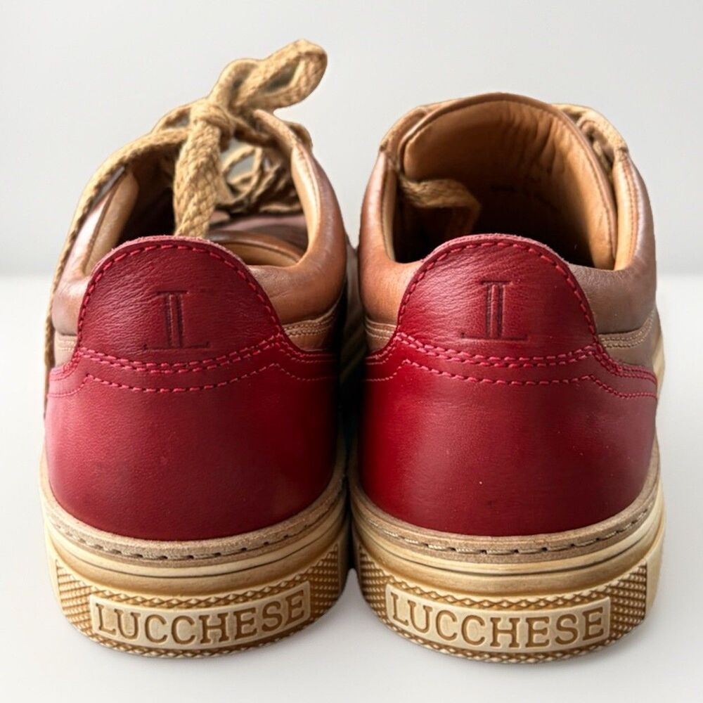 Lucchese Bootmaker Women’s Leather Saddle Shoes Size 8 Sneaker Brown Red Western - Picture 7 of 10